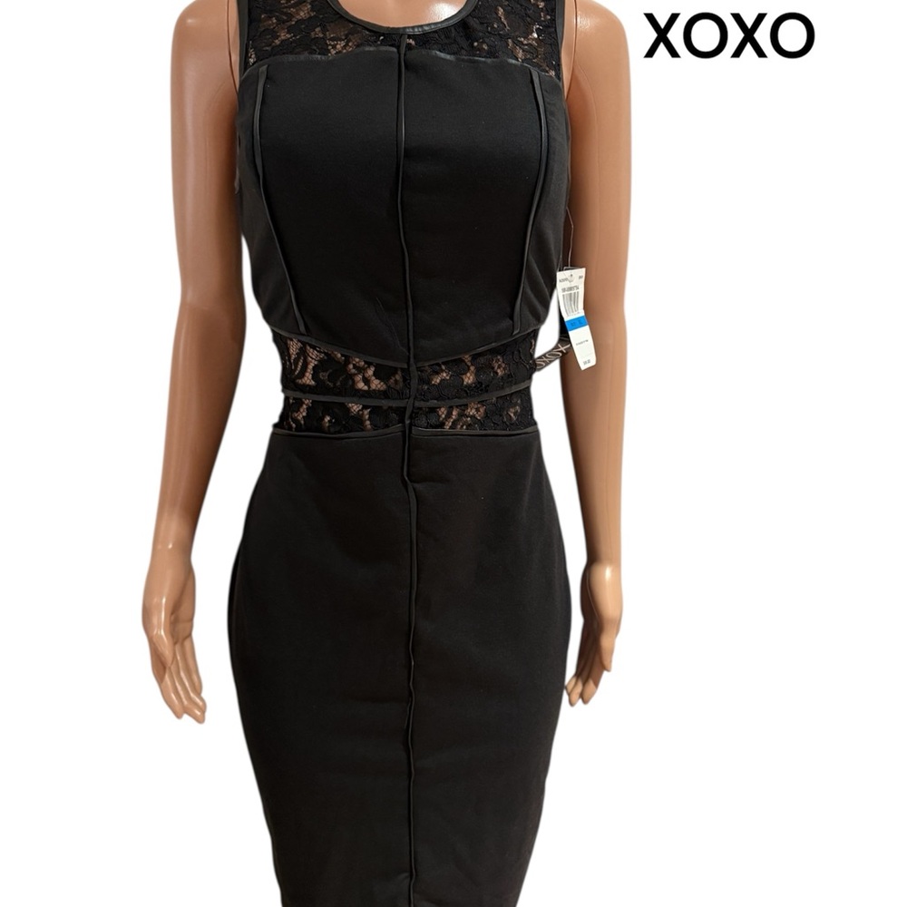 XOXO Black Sleeveless Dress with Lace Accents